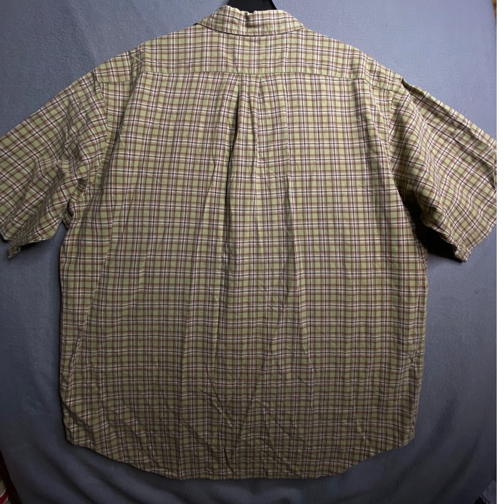 Ralph Lauren Jeans Co. Mens Plaid Short Sleeve Button Down Shirt XL Green Brown - Picture 8 of 9